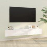 2 db fehér szerelt fa fali TV-szekrény 100 x 30 x 30 cm