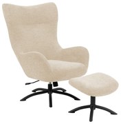 Talgarth krémfehér füles fotel lábtartóval - Actona