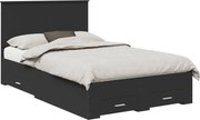 vidaXL Ágykeret fejtámlával fiókkal Fekete 135 x 190 cm Faanyag