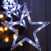 85 LED-es elemes Csillag-jégcsap kültéri-beltéri fényfüggöny, hideg fehér, 120 x 33 cm széles, 8 világítási móddal, időzítővel, IP44