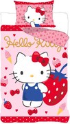 Hello Kitty Strawberry gyerek, ovis ágyneműhuzat 100×135 cm, 40×60 cm