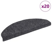 20 db öntapadós lépcsőszőnyeg, 65 x 21 x 4 cm, sötétszürke, nagy félkör alakú