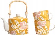 Cerri mustársárga virágos teáskészlet 3 db-os Homla