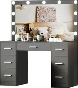 Nagy fésülködőasztal világítással 80 x 40 x 110cm fekete