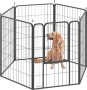 PawHut Puppy Playpen - Korszerű, 6 paneles kutyafogó 100 cm magas, rugalmas, összecsukható, védő borítással az állatok számára – játéktér kutyák és ma