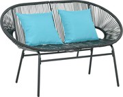 Outsunny 2 személyes kertibölcső acélból és műgyanta zsinórból 2 párnával - méretek: 132L x 72Sz x 83Ma cm - fekete | Aosom