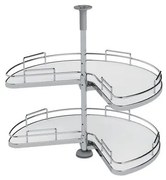 Konyhai fémrács, sarokszekrénybe, 3/4 kör kosár, króm-fehér, 810mm átmérő, oszloppal, 400mm ajtókhoz, Sige Infinity Line 361