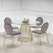 Liverpool Kerek Üveg Étkezőasztal Áttetsző - Arany