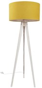 Állólámpa háromlábú állvánnyal, fehér színben, sárga szövetbúrával, 50 cm - Tripod Classic