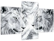 Kép - Rajzolt oroszlánfejek (90x60 cm)