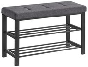 Cipősszekrény paddal és szürke ülőkével MOBRIX 81x49 cm, fekete