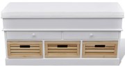 Tároló / bejárati párnatetős 2 fiókos és 3 tároló láda / pad fehér