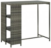 szürke polyrattan bárasztal tárolópolccal 120 x 60 x 110 cm