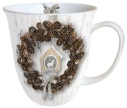 Karácsonyi toboz koszorús porcelánbögre Pine Cone Wreath 400ml