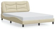 krémszínű szövet ágykeret LED-ekkel matrac nélkül Hvar 140 x 190 cm