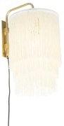 Keleti fali lámpa arany színű krémszínű árnyékolóval és rojtokkal - Franxa