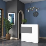 Recepciós pult fiókokkal, 110x110x40 cm, fehér és szürke