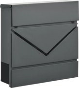 HOMCOM Falra Szerelhető Postaláda Zárral, Fedéllel, Horganyzott Acélból, Kültéri Használatra, 37 x 10,5 x 37 cm, Sötétszürke | Aosom