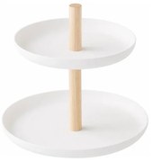 Tosca fehér állvány 2 db tálcával, bükkfa részletekkel - YAMAZAKI