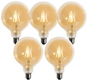 5 darabos E27 dimmelhető LED izzókészlet arany G125 4,9W 450 lm 2200K