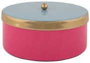 Rózsaszín dekoratív fém tárolódoboz ø 16x6 cm Double Funky – PT LIVING