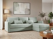 VENORIA L alakú kihúzható sarokkanapé, 220x143 cm, világoszöld + 2 párna INGYEN