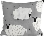 Polipamut párnahuzat WHITE SHEEPS 45x45 cm, szürke