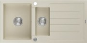 Mexen Andres 1,5 rekeszes gránit mosogató fedéllel, 1000 x 500 mm, bézs, króm szifon - 6515101510-69