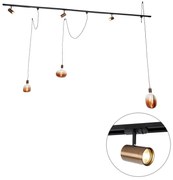 1 fázisú sínrendszer 3 spotlámpával és függőlámpakkal sötét bronz - Cavalux Jeana