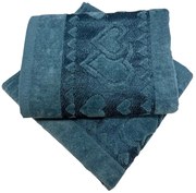 Jacquard frottír törölköző kék szív 50x90cm TiaHome