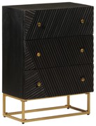 fekete tömör mangófa és vas komód 55 x 30 x 76 cm