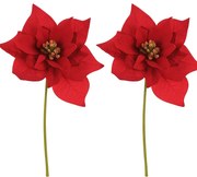 Karácsonyi rózsa szett, 2 db, piros, 32 cm