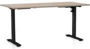 Állítható magasságú asztal OfficeTech A, 160 x 80 cm, fekete alap, tölgy