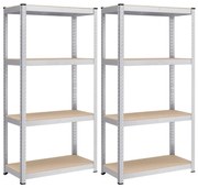 Fém tároló polcok szett(2db) 160x80x40 cm, ezüst