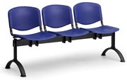 ISO II műanyag pad, 3 üléses - fekete lábak, fekete