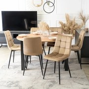 Étkezőszett HARRY asztal 102–142 cm artisan tölgy/fekete + 6 PERU szék bézs