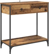 vidaXL Konzolasztal fiókkal Öreg fa 75 x 34,5 x 75 cm Faanyag
