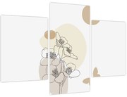 Kép - Bézs virágok pillangóval N⁰4 (90x60 cm)