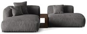 Szürke bársony moduláris sarokkanapé (bal oldali-heverő résszel) Martina – Micadoni