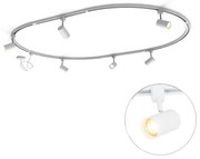 Modern sínrendszer 6 fehér spotlámpával, 1 fázisú ovális 100 cm - Iconic Jeana