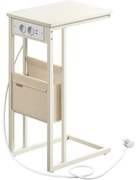 Oldalasztal, éjjeliszekrény beépített elosztóval krémfehér színben