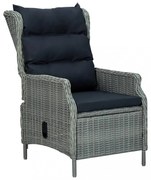 világosszürke dönthető polyrattan kerti szék párnákkal