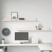 2 db fehér tömör fenyőfa falipolc 110 x 11 x 9 cm