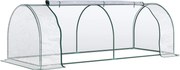 Outsunny Üvegház Ajtóval, Fólia Üvegház Acélból, Üvegház Erkélyre, Kertbe, Paradicsomház 250x100x80cm, Paradicsom Üvegház Paradicsomhoz, Zöldségekhez,