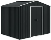 Outsunny Külső Kerti Shed 3.6m² 236x174x190 cm Szürke Kerti Shed 2 Tolóajtóval, Lejtős Tetővel és 4 Ablakkal Teraszra | Aosom