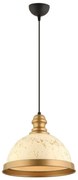 Zsinóros függeszték MONZA 1xE27/40W/230V, átm. 29 cm, krémszínű/bronzszínű