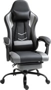 Vinsetto Ergonomikus Játék Szék Irodai Szék Asztali Szék, Forgatható Szék Magasságállítható, Állítható Derékpárnával és Lábpihentetővel, Fekete 62x52x