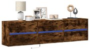 füstös tölgy falra szerelhető TV-szekrény LED-del 180x31x45cm
