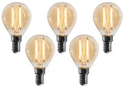 5 darabos E14 dimmelhető LED izzó készlet G45 arany 4W 330 lm 2100K