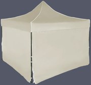 Gyorsan összecsukható sátor 3x3 m – acél, 4 oldalfal, Bézs